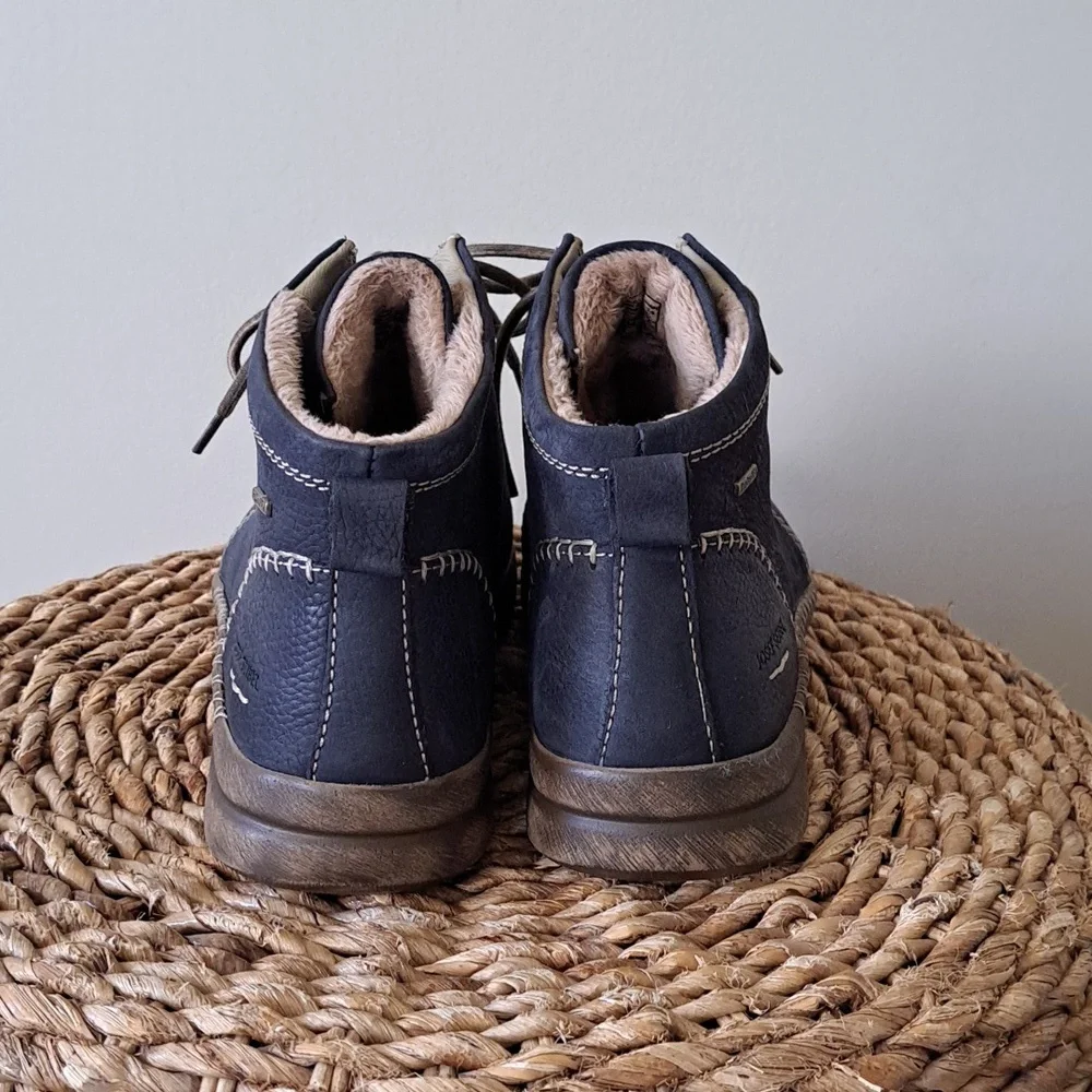 JOSEF SIEBEL Womens Conny 56 Blue‎ Pebbled Leather Ankle Boots EU42/US11.5